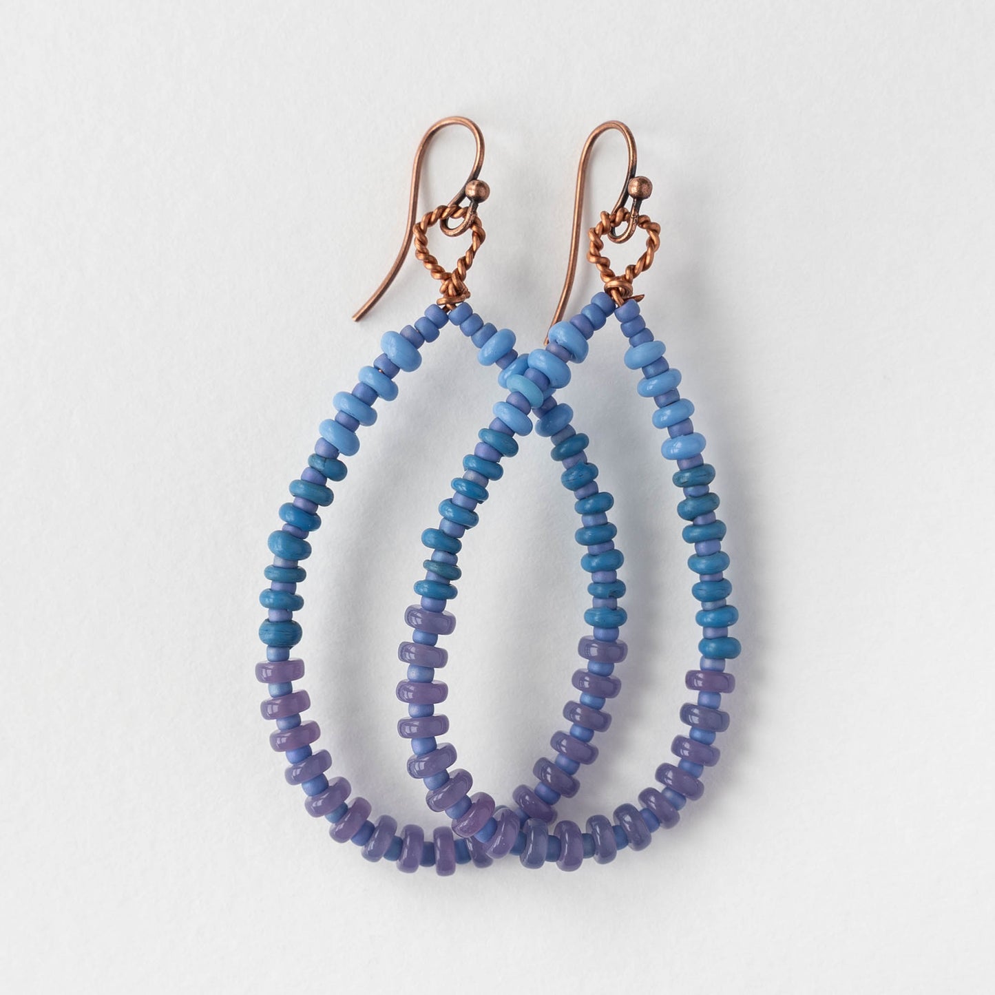 Teardrop Dangle Earrings - Purple Blue - 1 pair