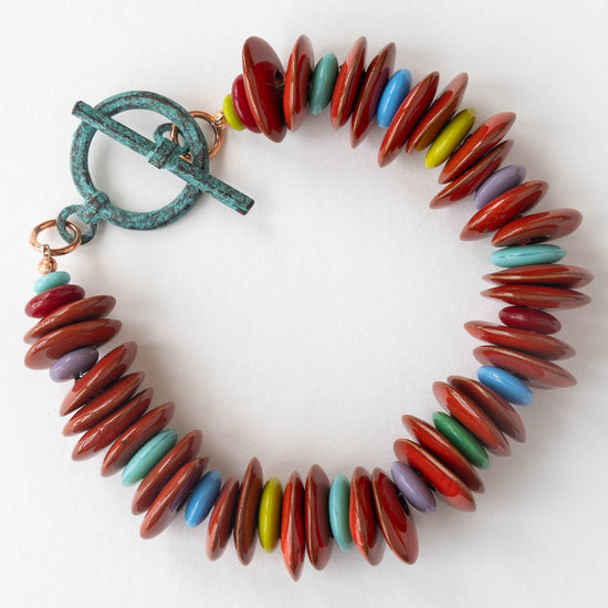 Beaded Bracelet | Crimson Mykonos Ceramic Beads