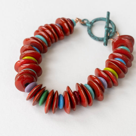 Beaded Bracelet | Crimson Mykonos Ceramic Beads