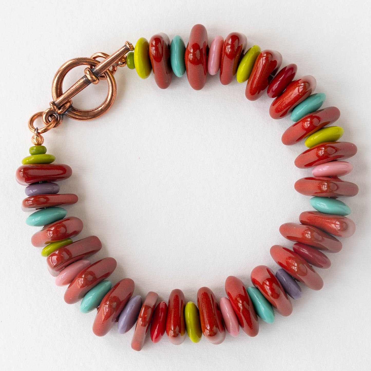 Beaded Bracelet | Crimson Mykonos Ceramic Chip Beads