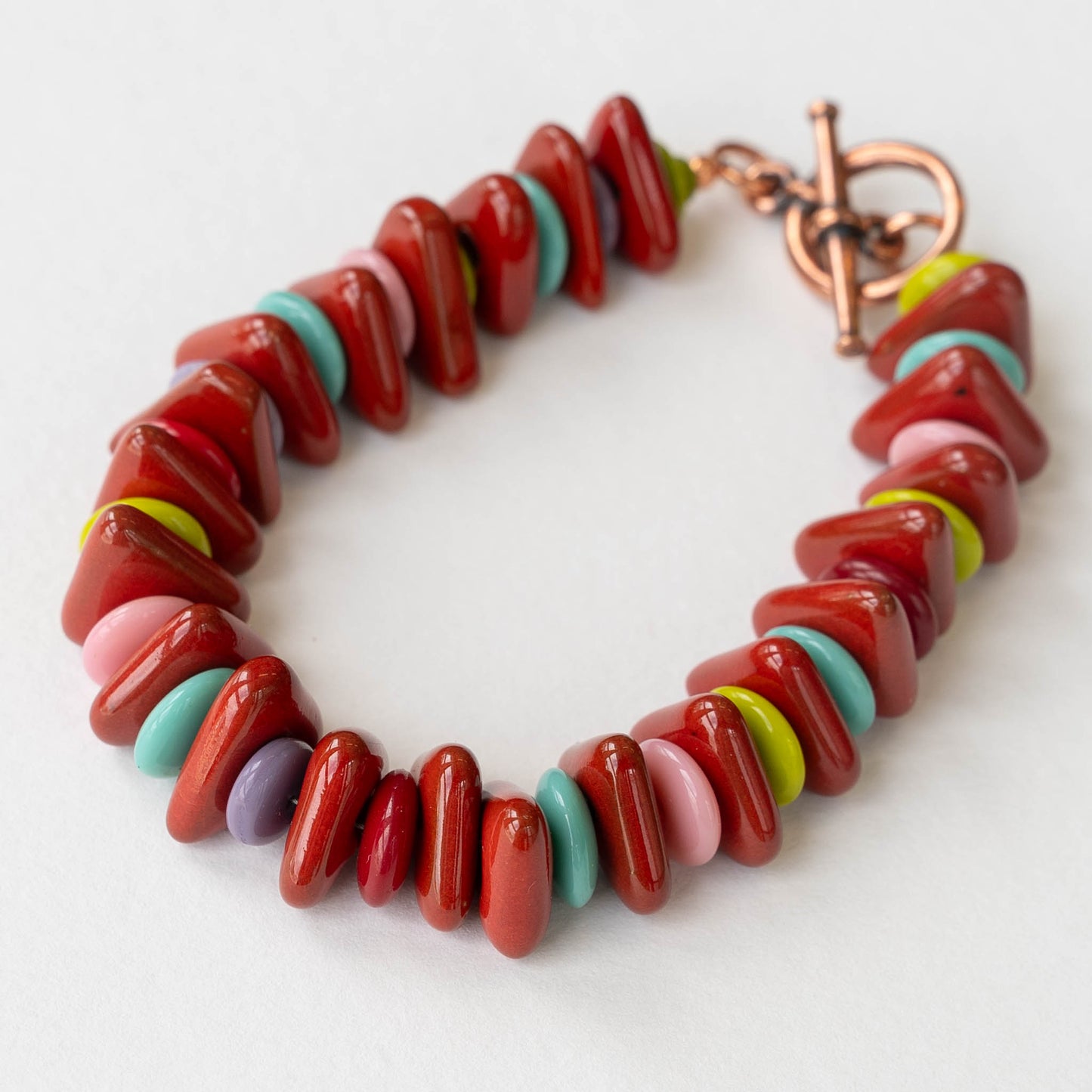 Beaded Bracelet | Crimson Mykonos Ceramic Chip Beads