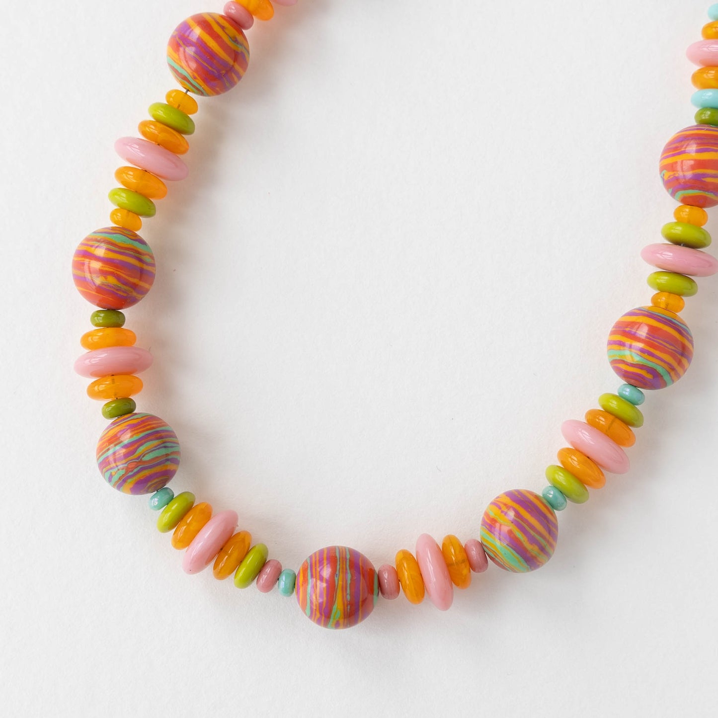 Summer Fun Beaded Necklace with Copper Spiral Clasp