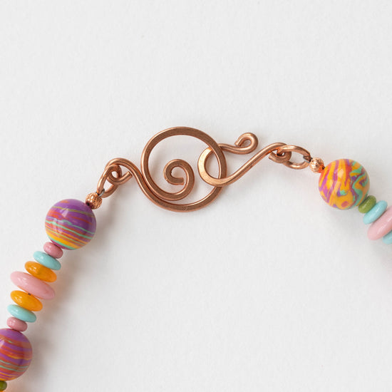 Summer Fun Beaded Necklace with Copper Spiral Clasp