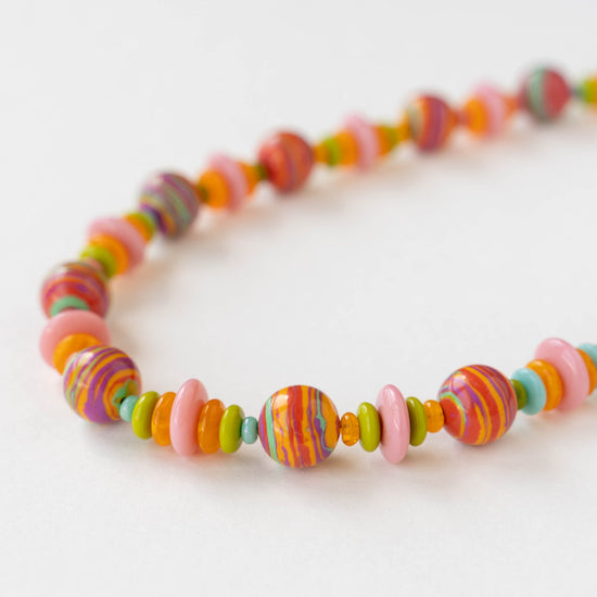 Summer Fun Beaded Necklace with Copper Spiral Clasp