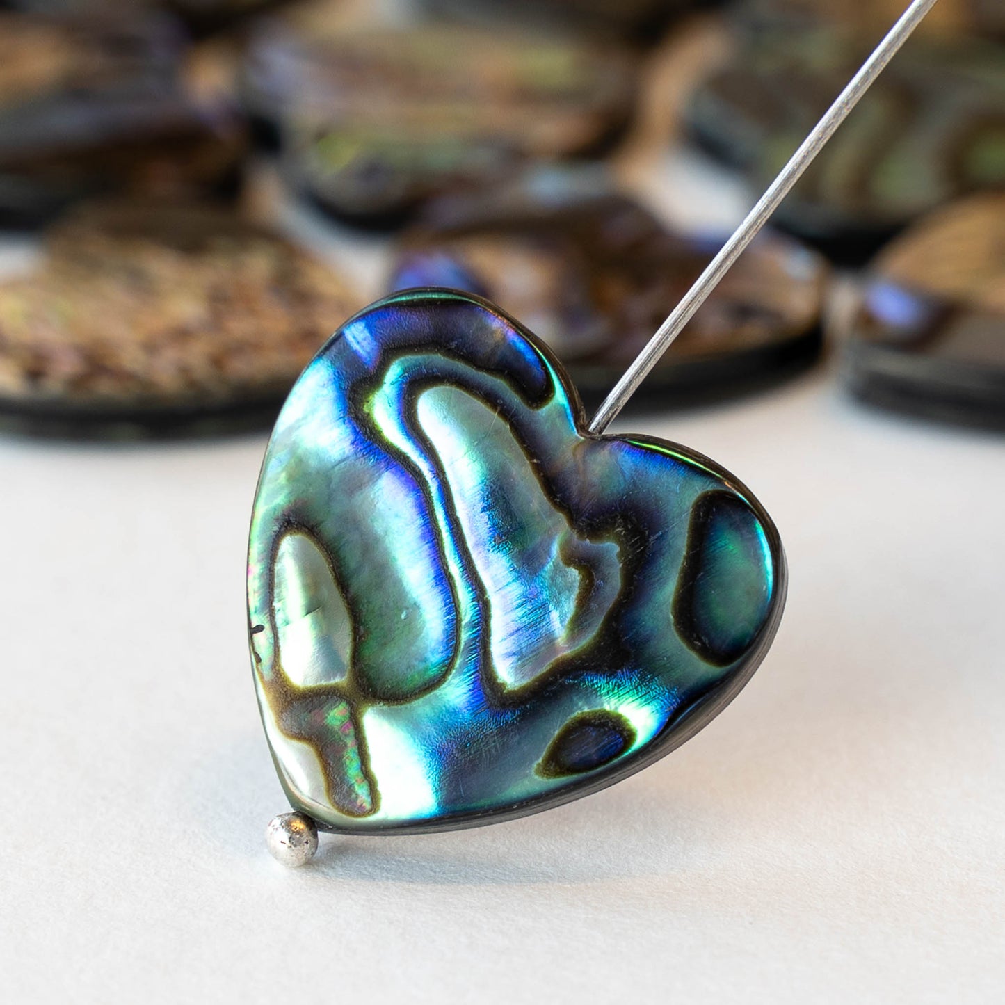 20mm Abalone Heart Beads - 2 beads