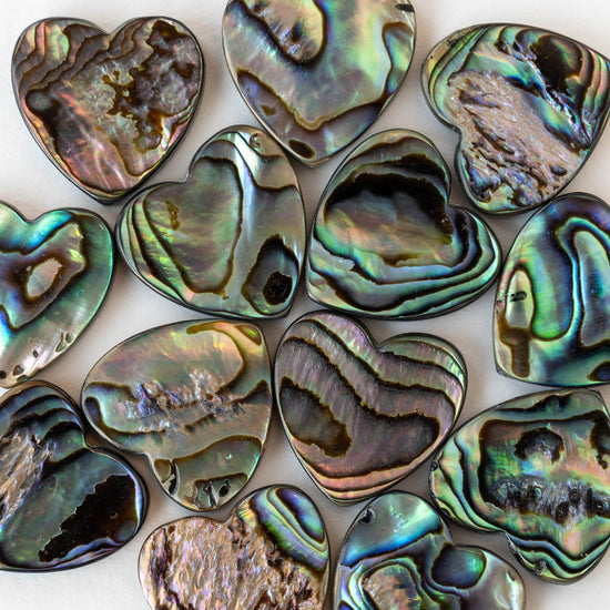 20mm Abalone Heart Beads - 2 beads