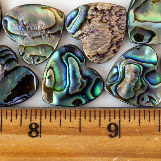 20mm Abalone Heart Beads - 2 beads