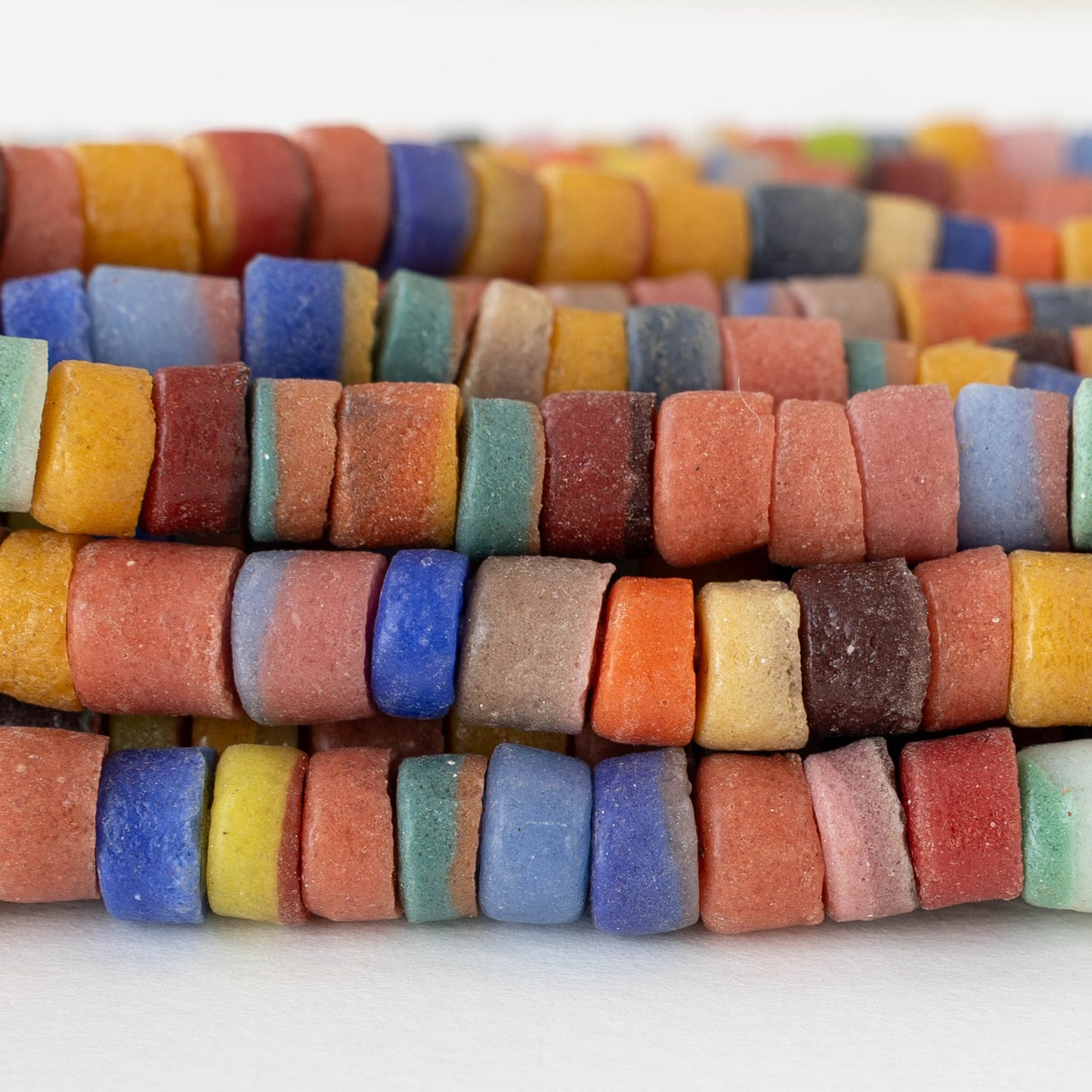 Rustic African Glass Disk Beads - Colorful Mix ~55 Beads