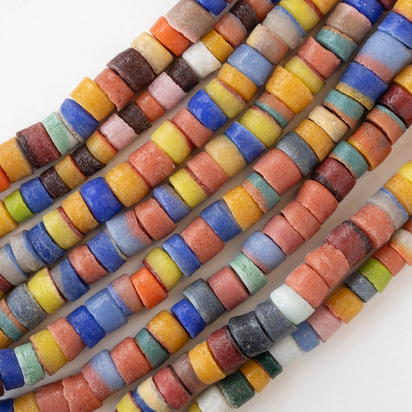 Rustic African Glass Disk Beads - Colorful Mix ~55 Beads