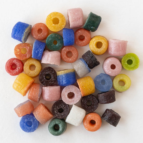 Rustic African Glass Disk Beads - Color Mix - Whole or Half Strand