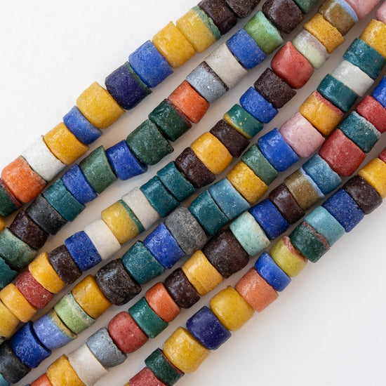Rustic African Glass Disk Beads - Color Mix - Whole or Half Strand
