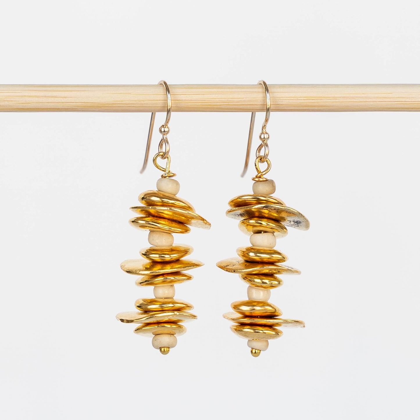 Beaded Drop Earrings | Gold & White