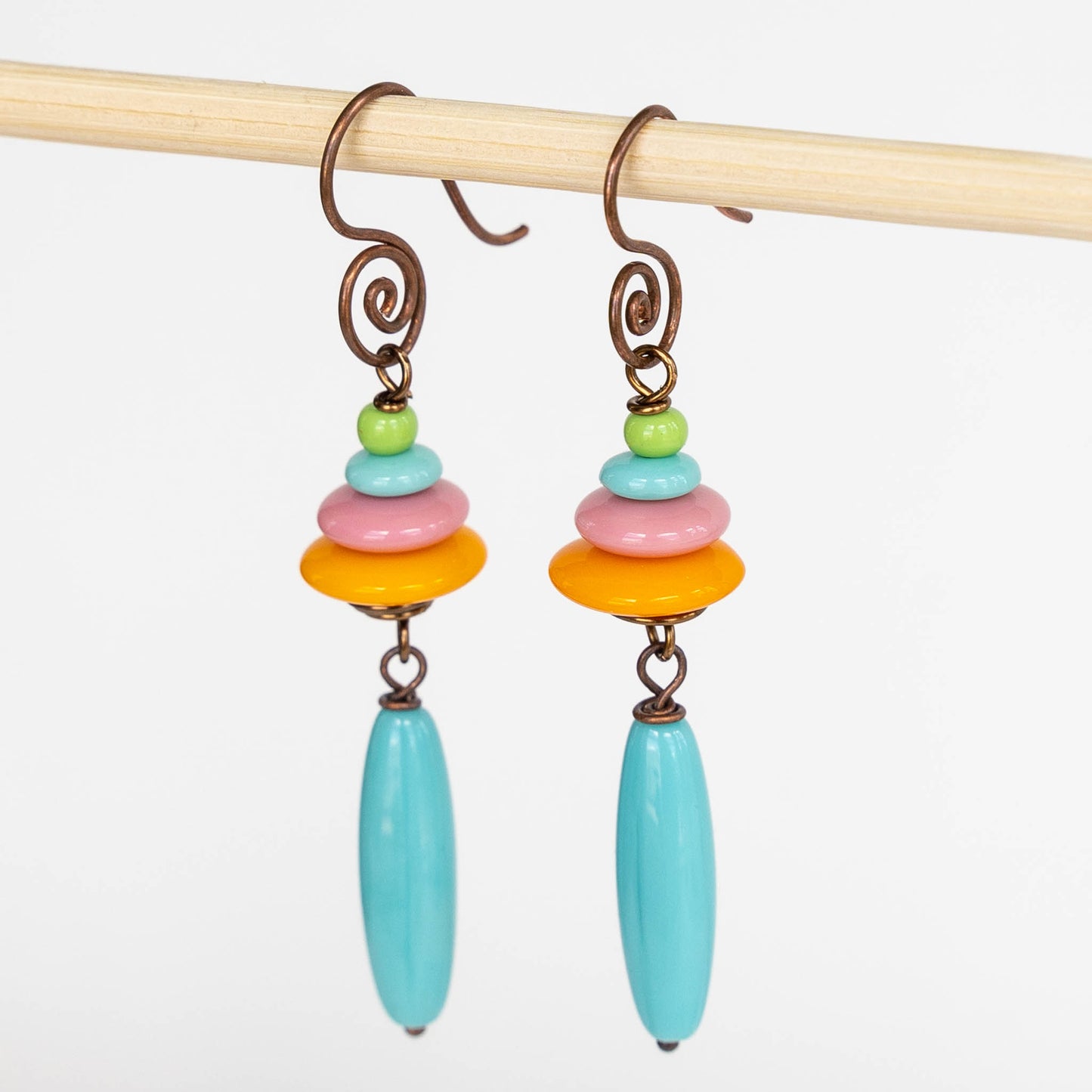 Beaded Dangle Earrings - Pastel Shades