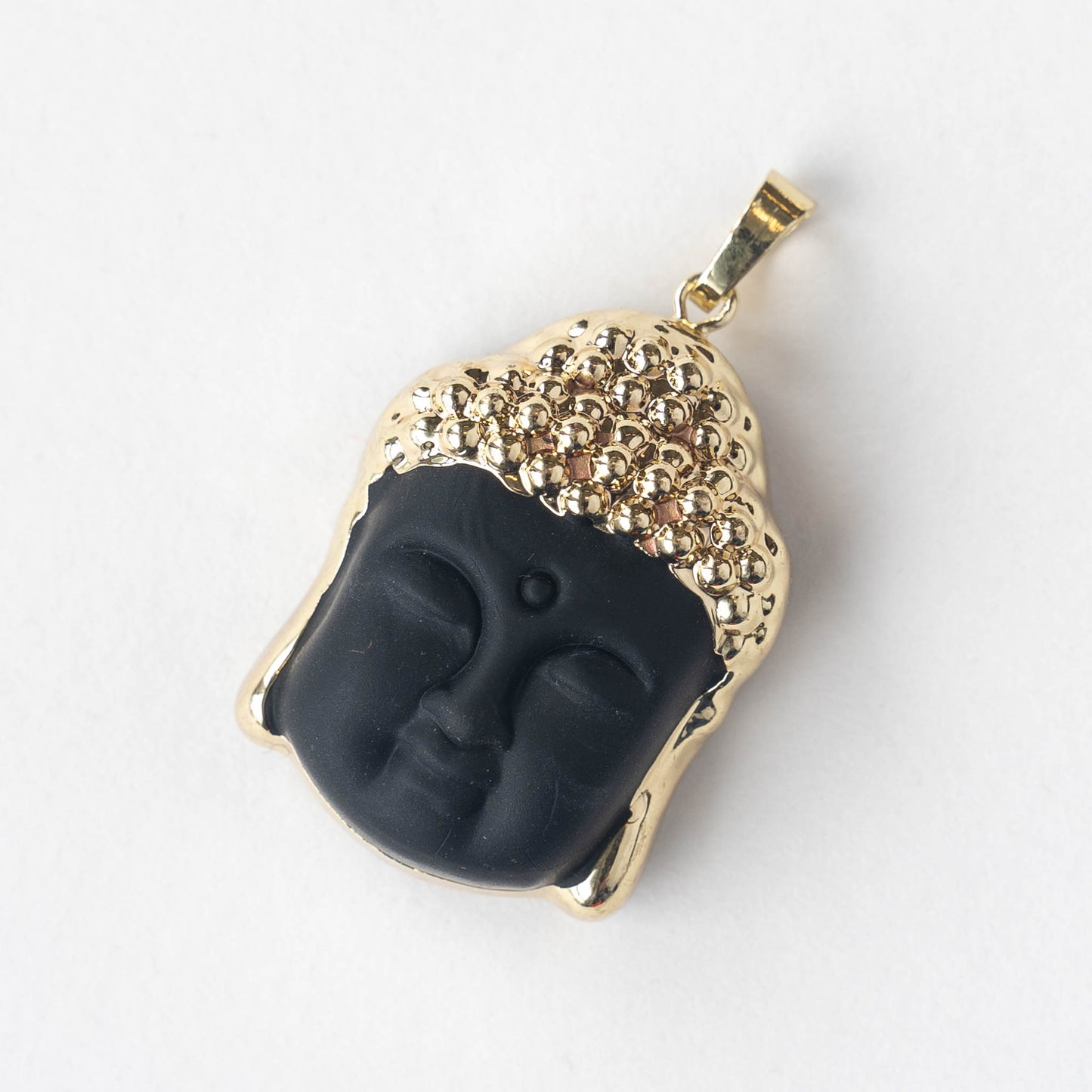 Peaceful Frosted Glass Buddha Pendant - Black