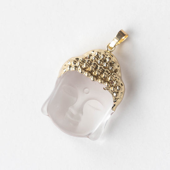 Peaceful Frosted Glass Buddha Pendant - Crystal Matte