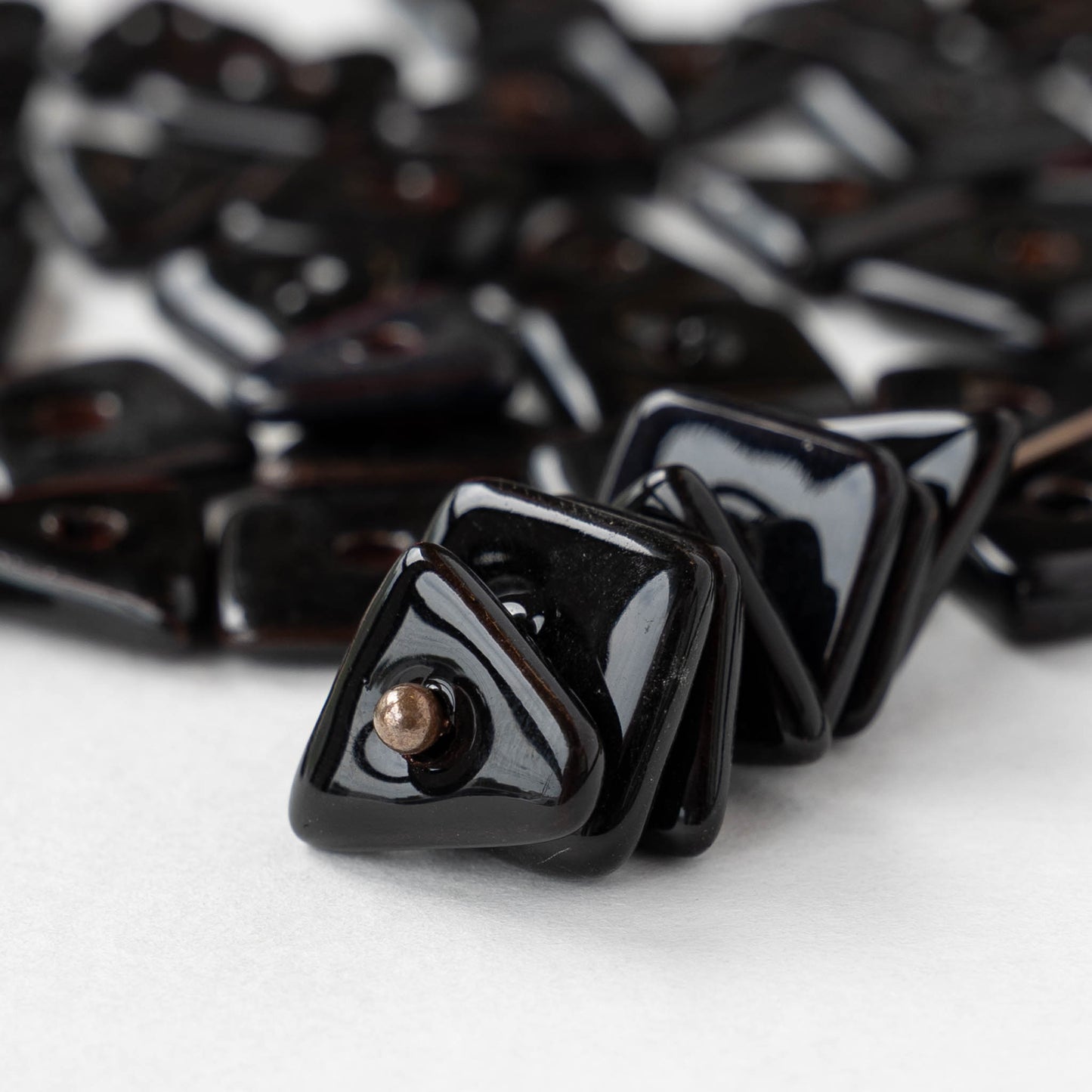 Glazed Ceramic Irregular Chip beads - Black - 10 or 30 beads