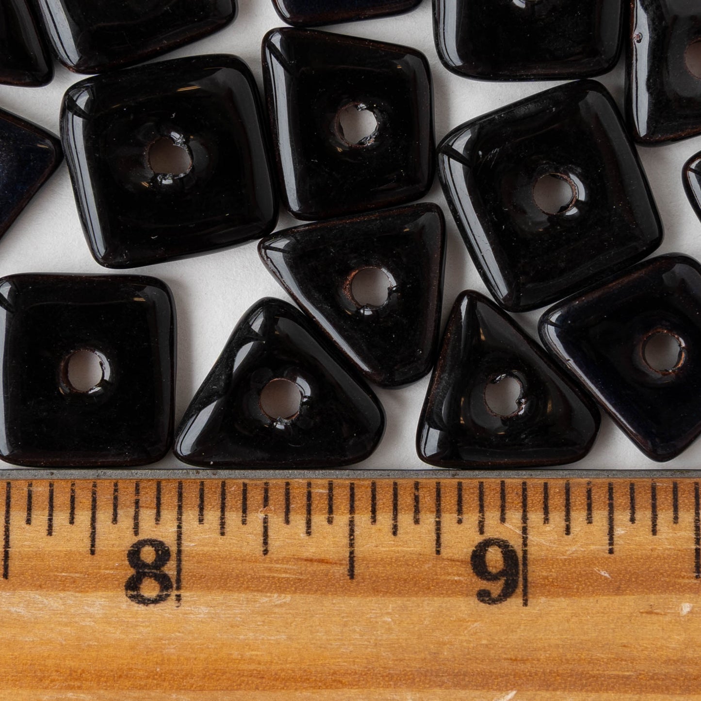 Glazed Ceramic Irregular Chip beads - Black - 10 or 30 beads