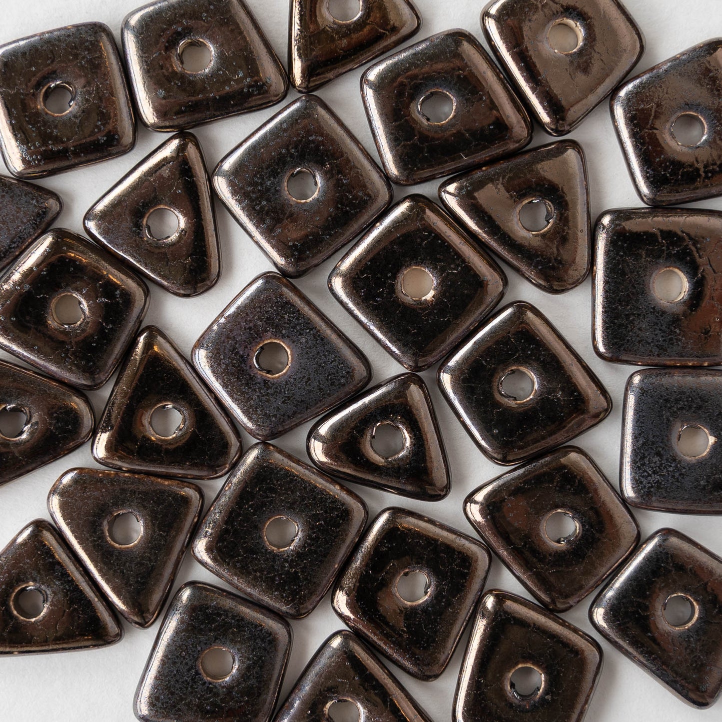 Glazed Ceramic Irregular Chip beads - Bronze - 10 or 30 beads