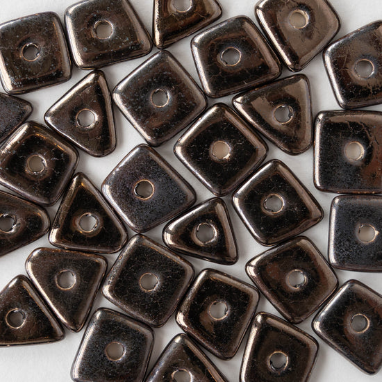 Glazed Ceramic Irregular Chip beads - Bronze - 10 or 30 beads