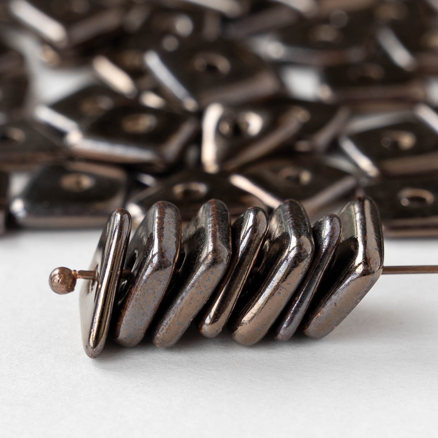 Glazed Ceramic Irregular Chip beads - Bronze - 10 or 30 beads