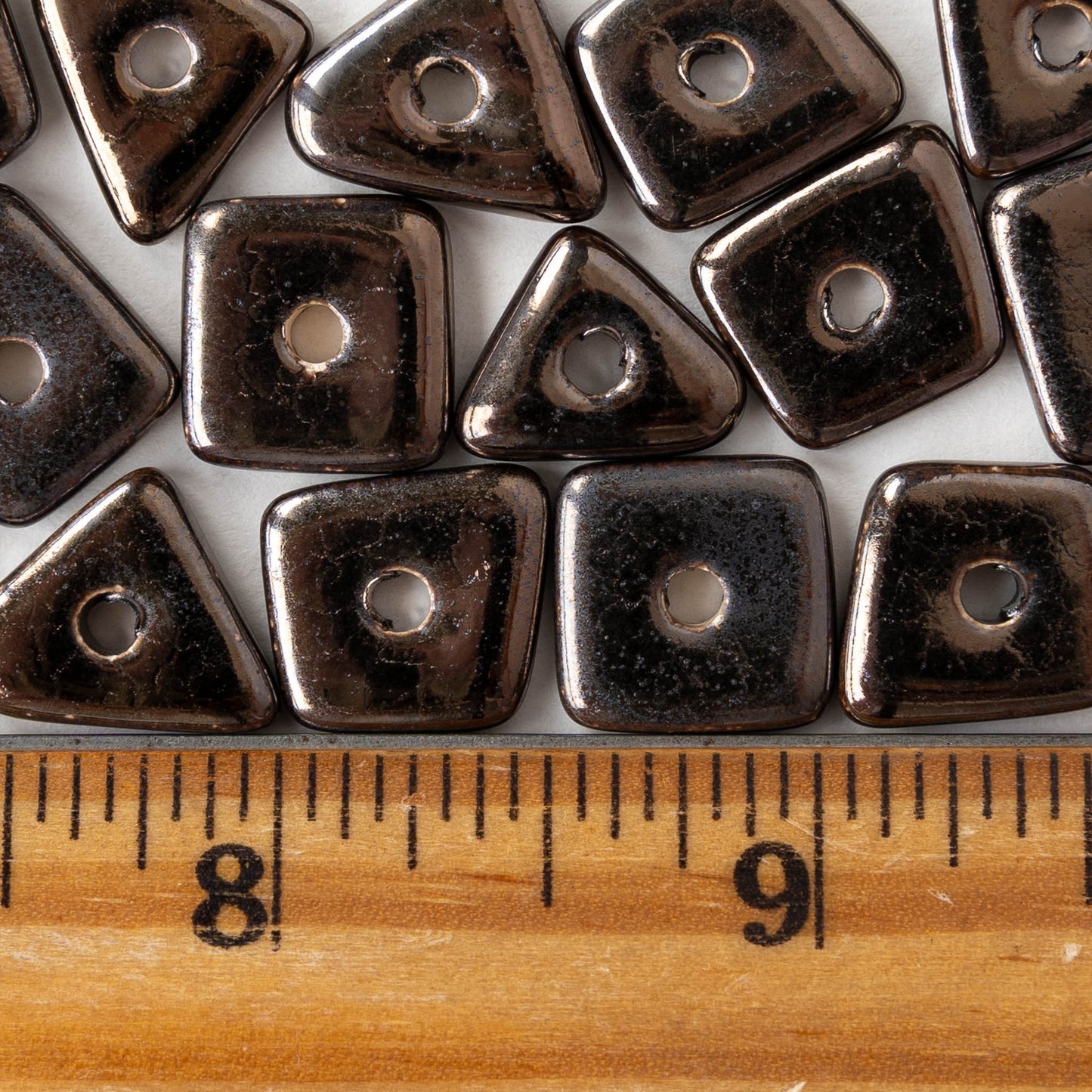 Glazed Ceramic Irregular Chip beads - Bronze - 10 or 30 beads