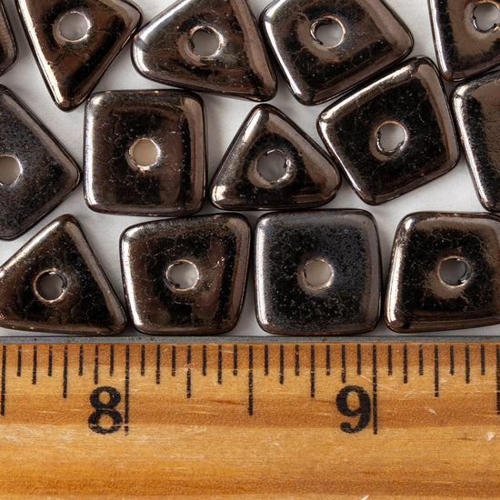 Glazed Ceramic Irregular Chip beads - Bronze - 10 or 30 beads
