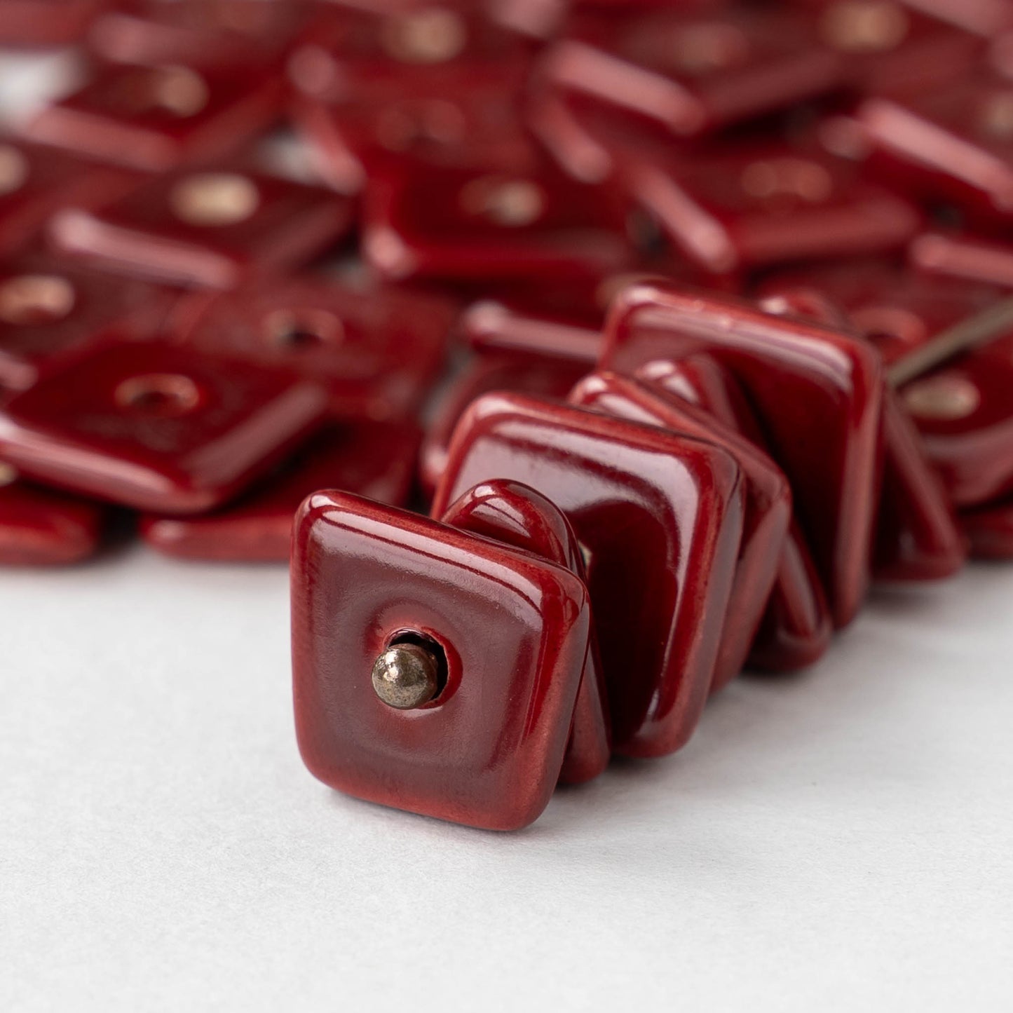 Glazed Ceramic Irregular Chip beads - Red - 10 or 30 beads
