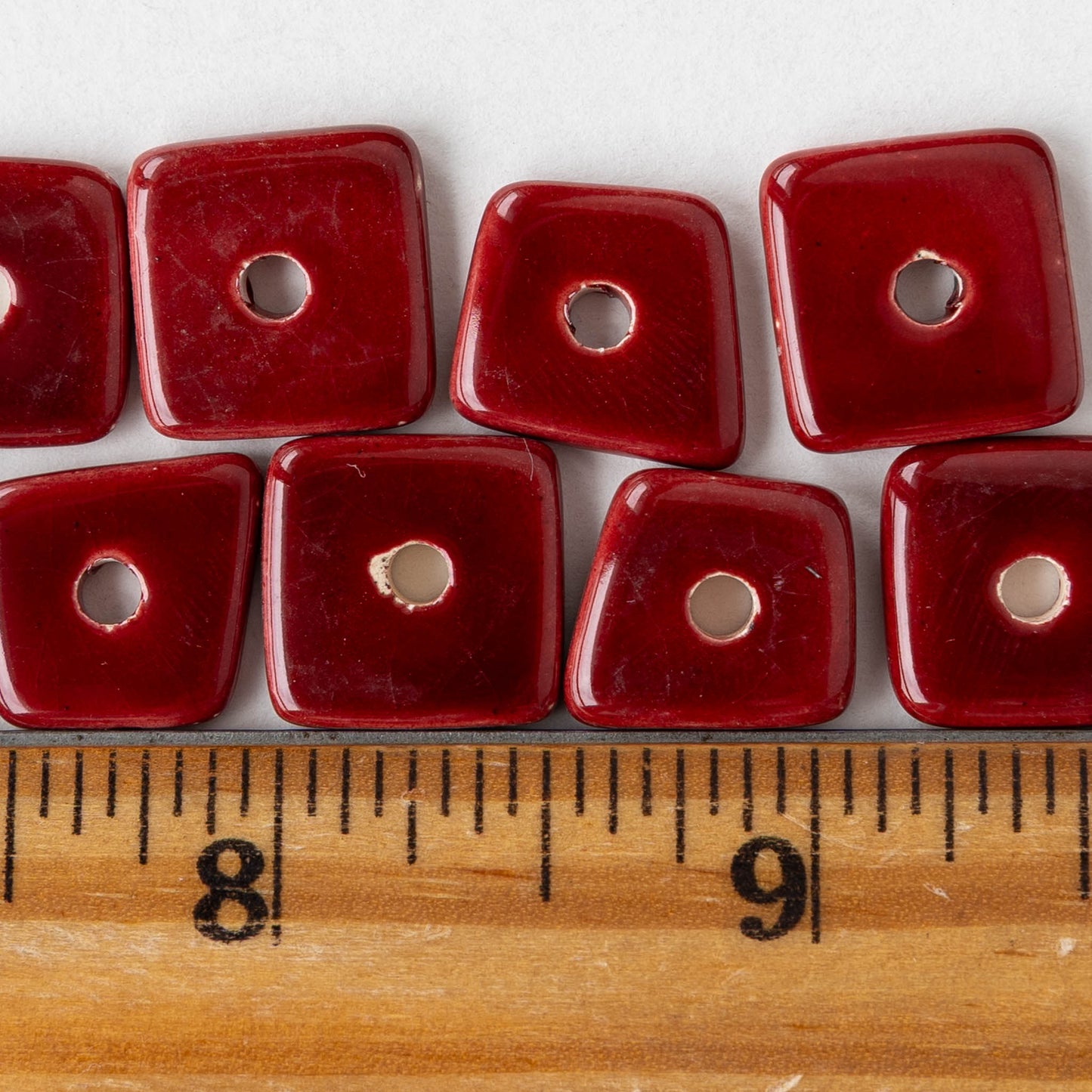 Glazed Ceramic Irregular Chip beads - Red - 10 or 30 beads