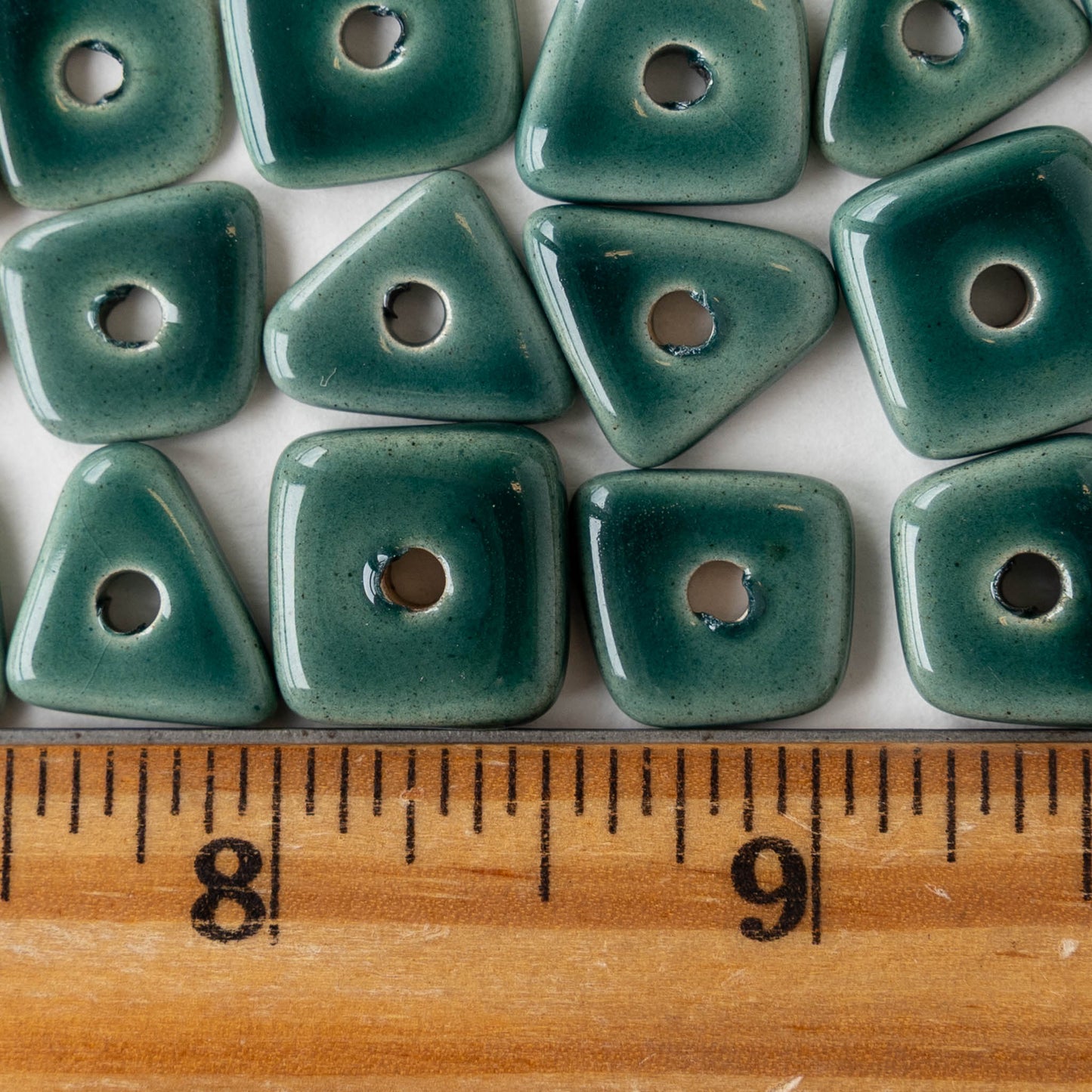Glazed Ceramic Irregular Chip beads - Teal - 10 or 30 beads