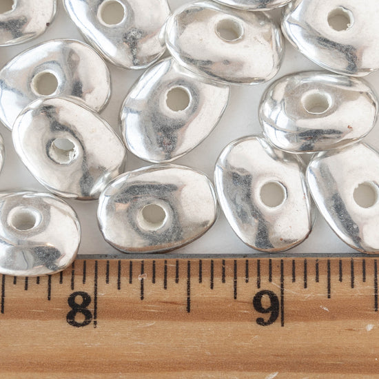17x13mm Silver Coated Ceramic Beads - 10 or 30