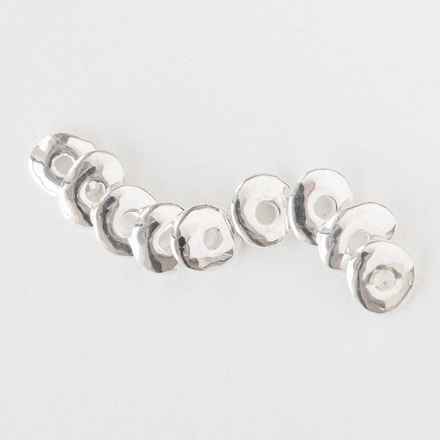 10x12mm Silver Coated Ceramic Beads - 10 or 30
