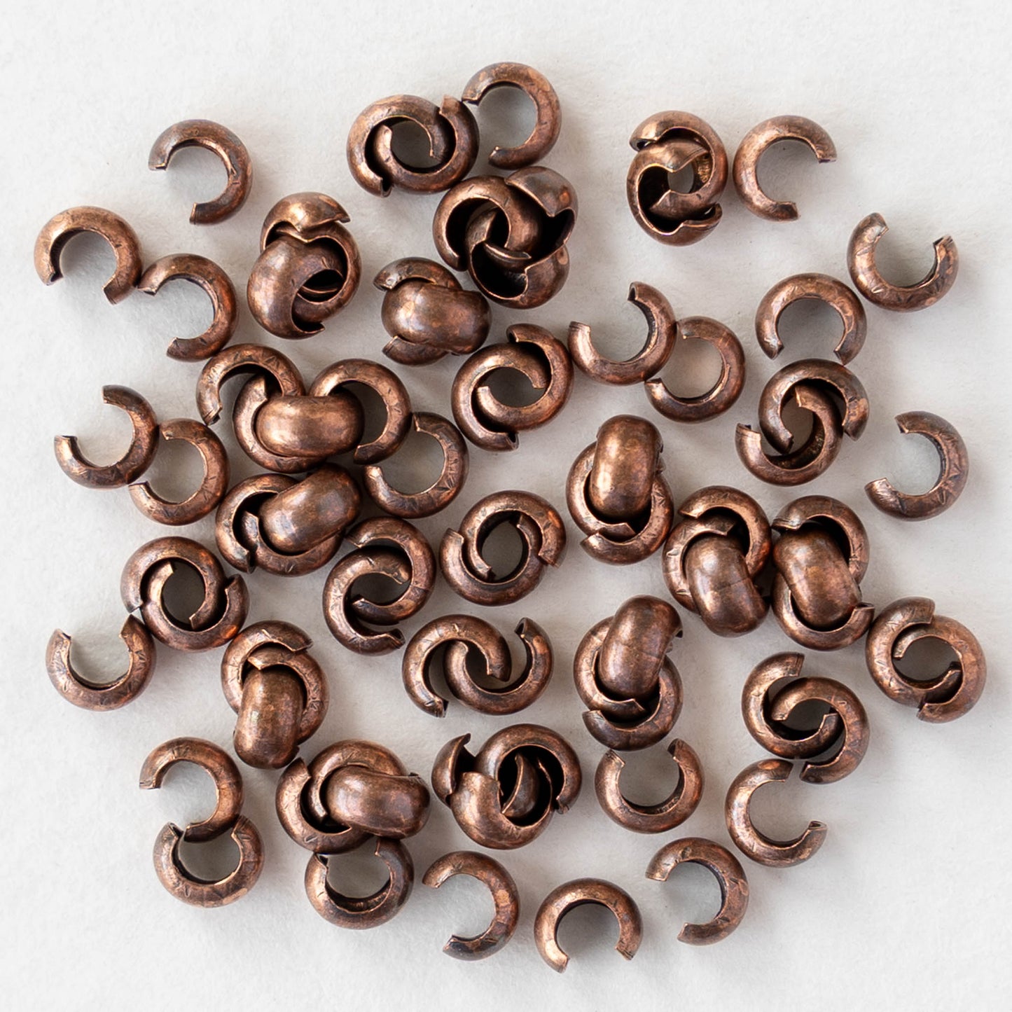 3mm Crimp Covers - Copper - 30 pieces