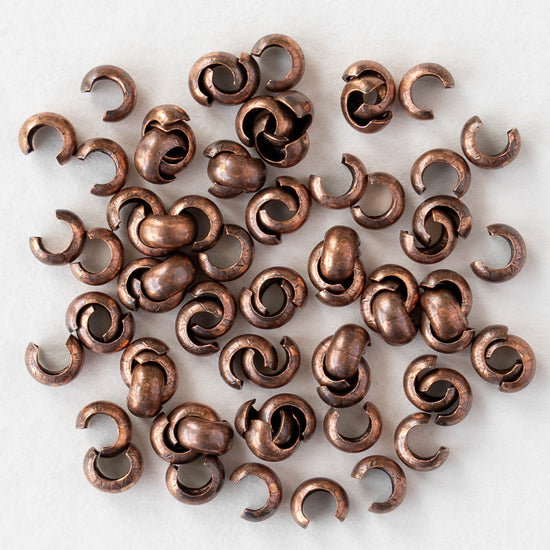 3mm Crimp Covers - Copper - 30 pieces