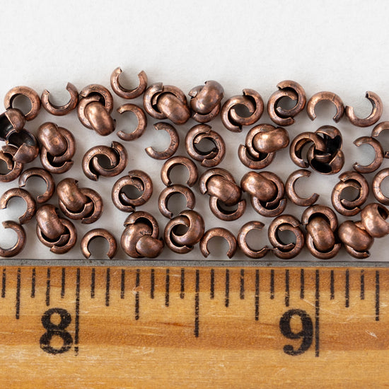 3mm Crimp Covers - Copper - 30 pieces