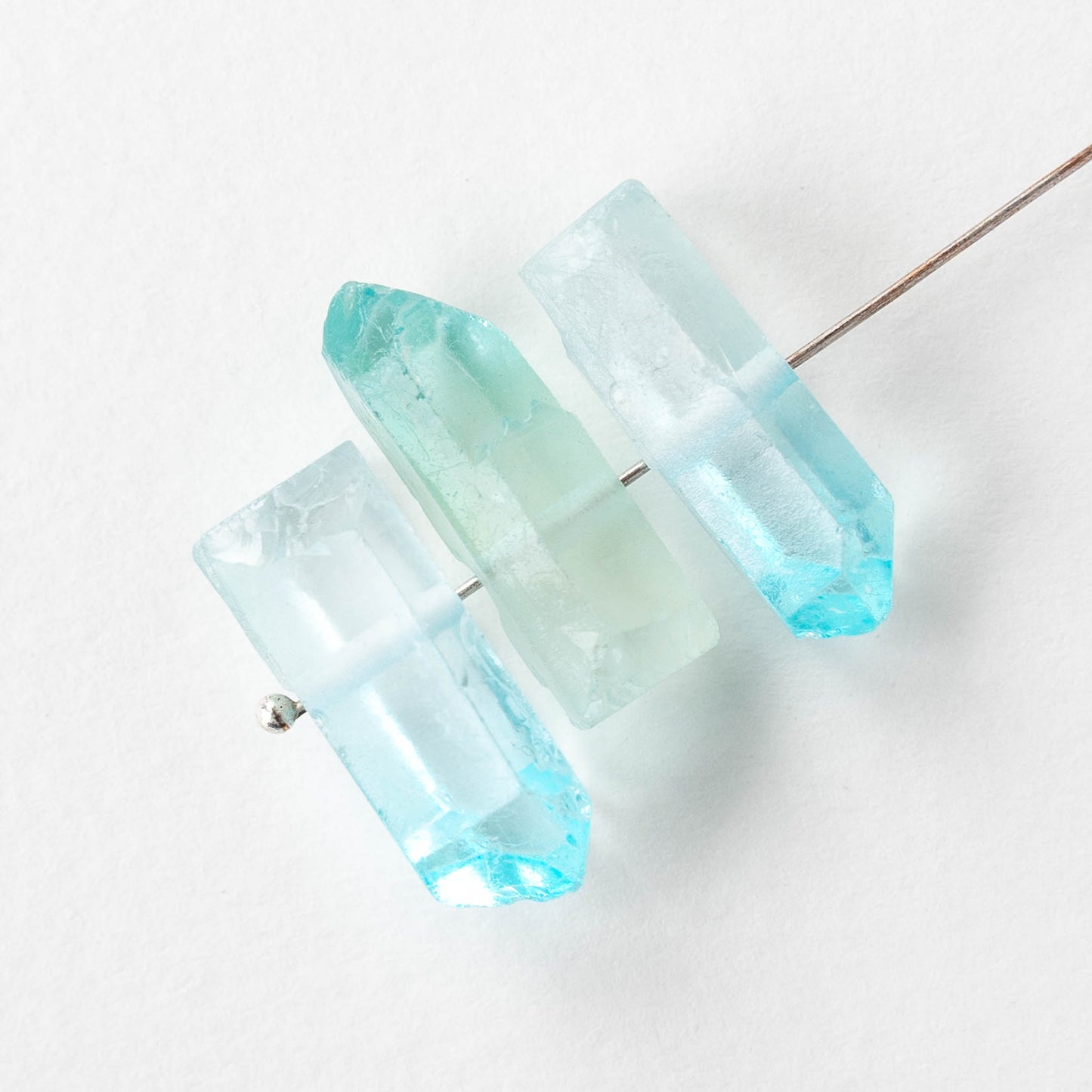 Dyed Quartz Crystal Point Beads - Blue - 6 Beads