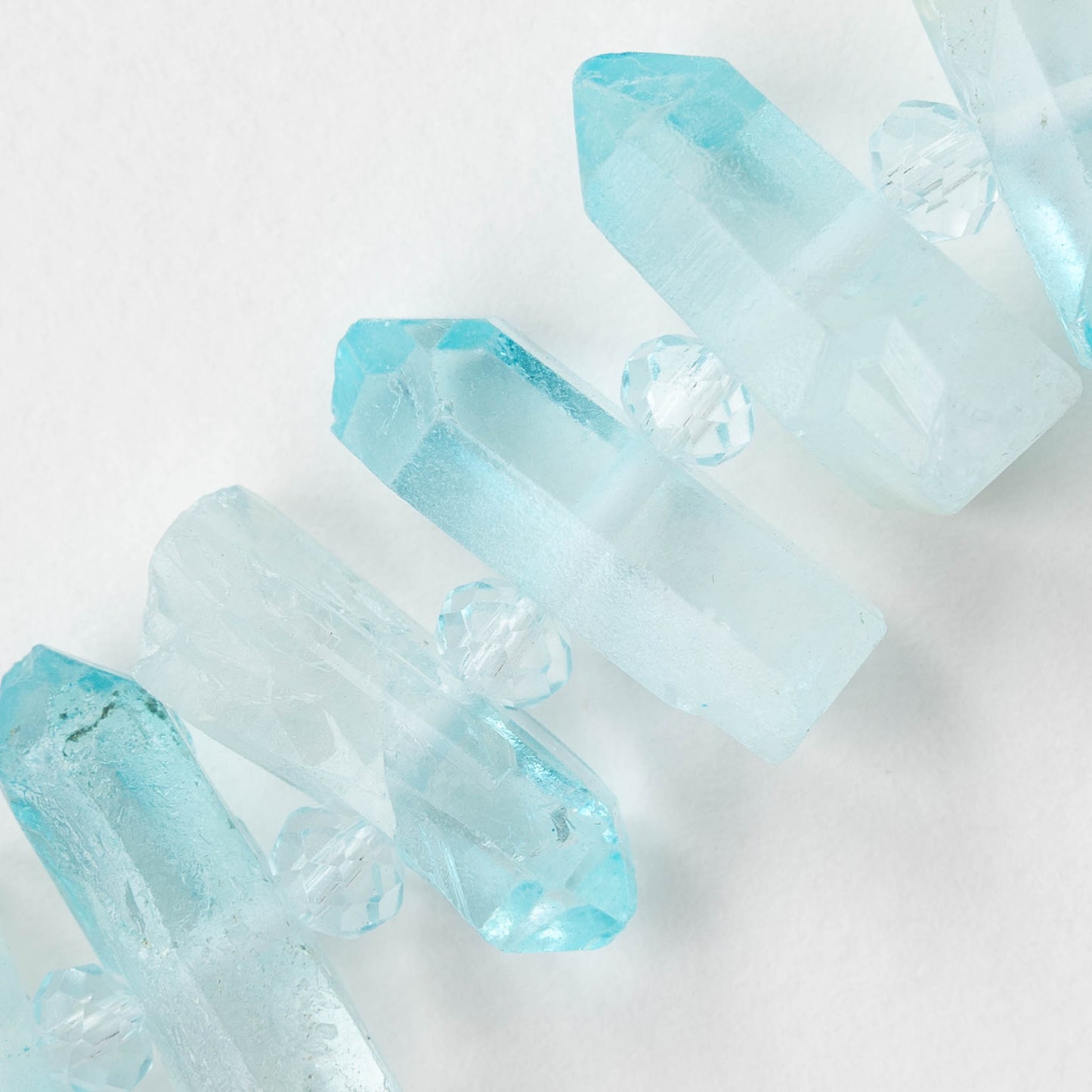 Dyed Quartz Crystal Point Beads - Blue - 6 Beads