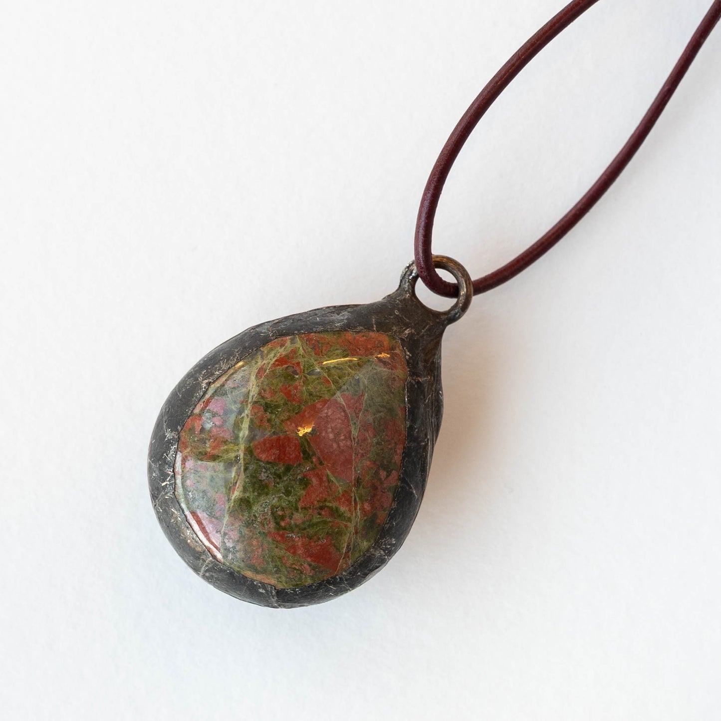 OOAK Stone Teardrop Pendant - Jasper - 1 piece