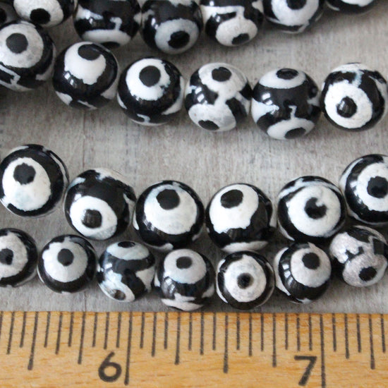 10mm Black and White Agate Beads - 16 Inches – funkyprettybeads