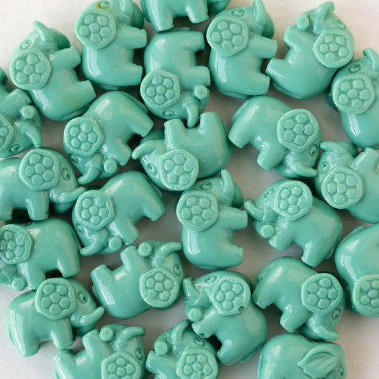 Elephant Beads - Opaque Seafoam - 6 Beads