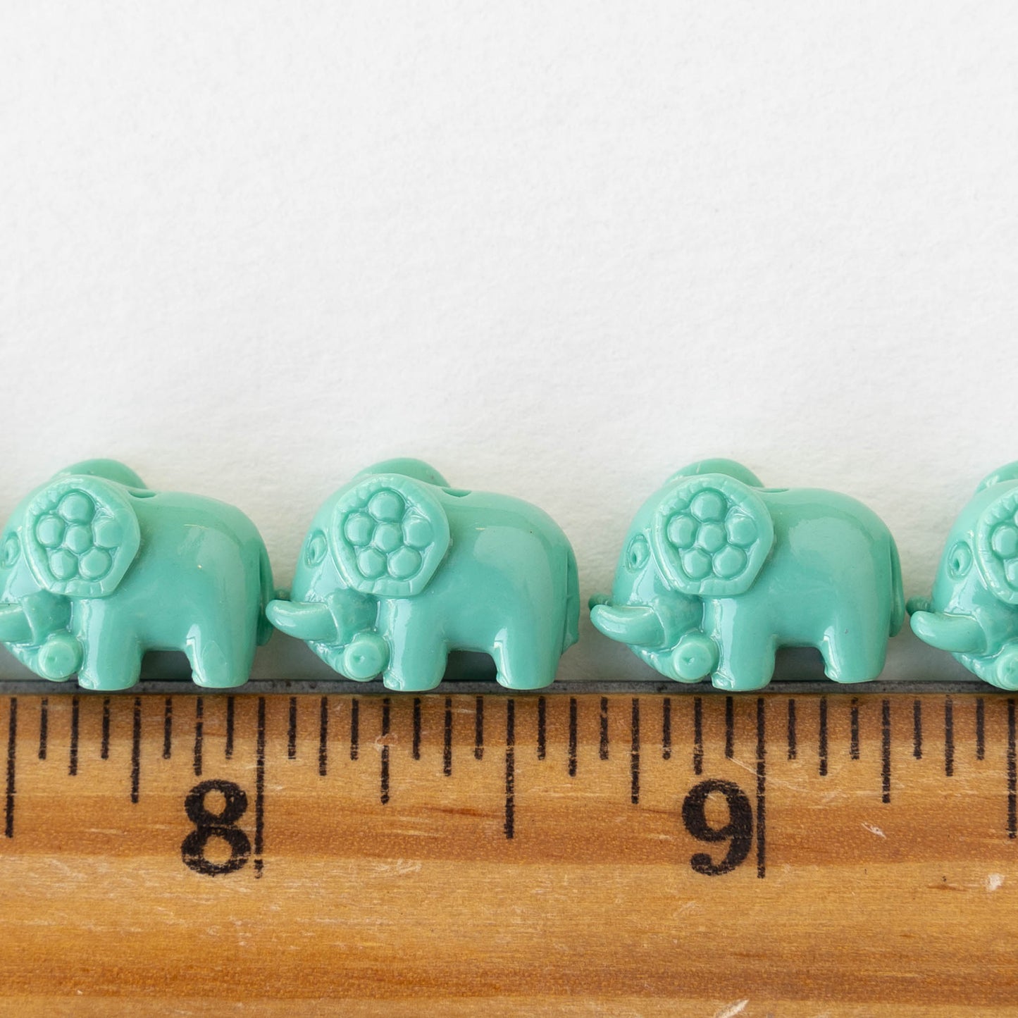 Elephant Beads - Opaque Seafoam - 6 Beads