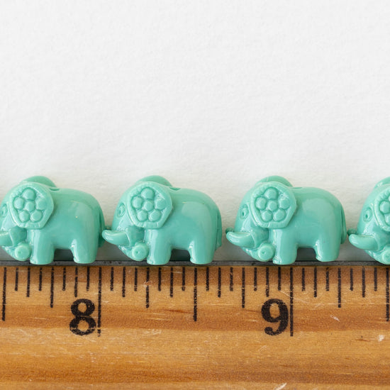 Elephant Beads - Opaque Seafoam - 6 Beads