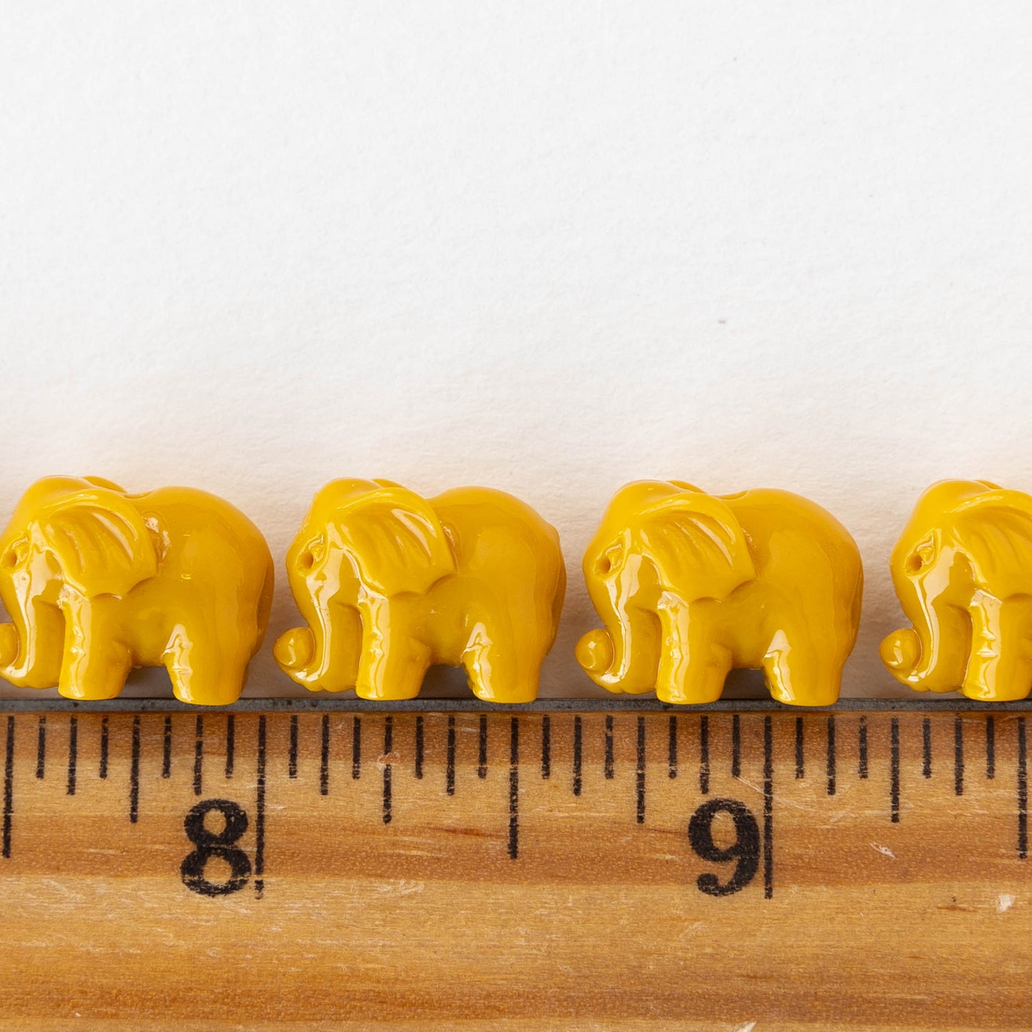 Elephant Beads - Opaque Mustard Yellow - 6 Beads