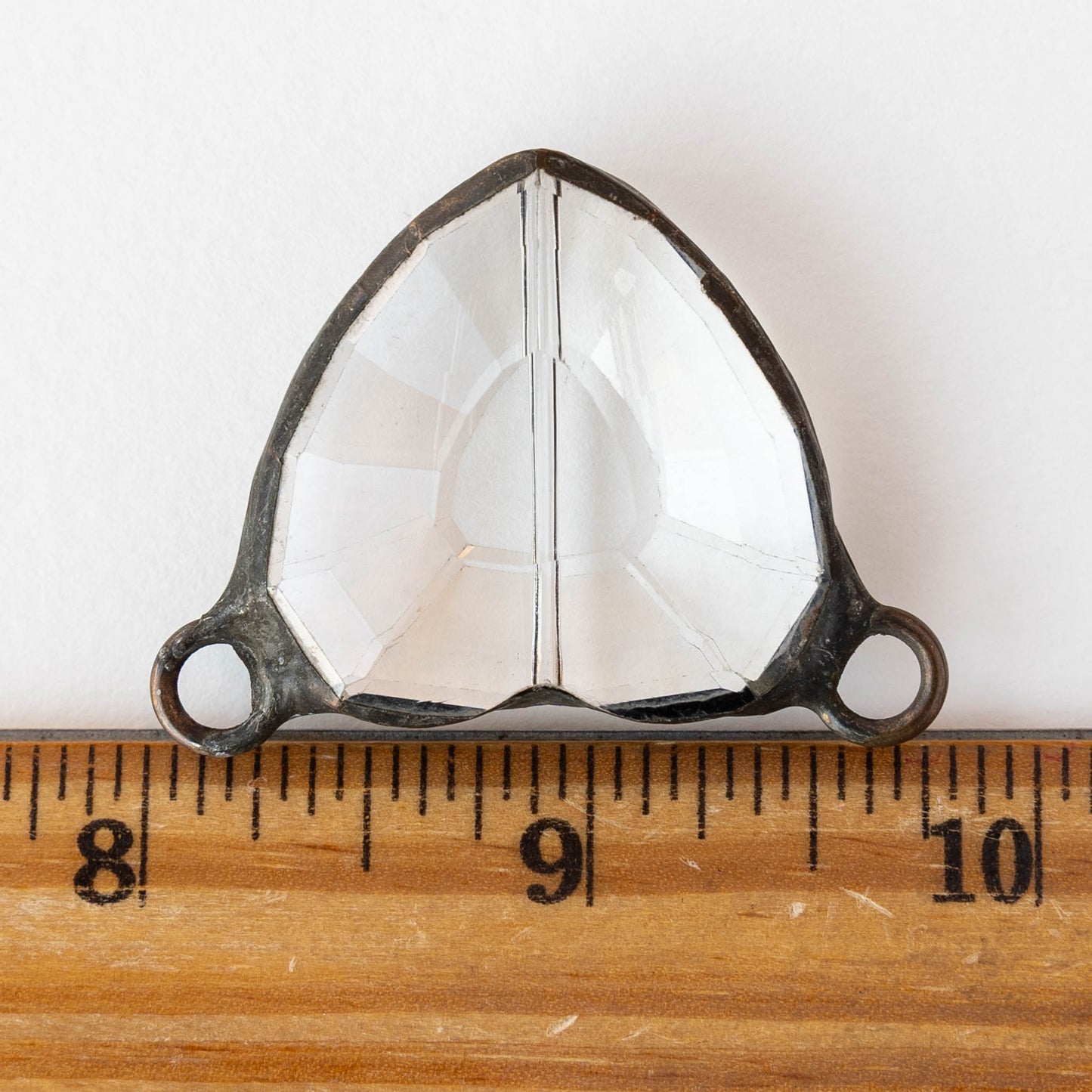 Faceted Crystal Heart Pendant Connector - Crystal - 1 piece