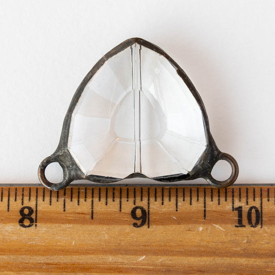 Faceted Crystal Heart Pendant Connector - Crystal - 1 piece