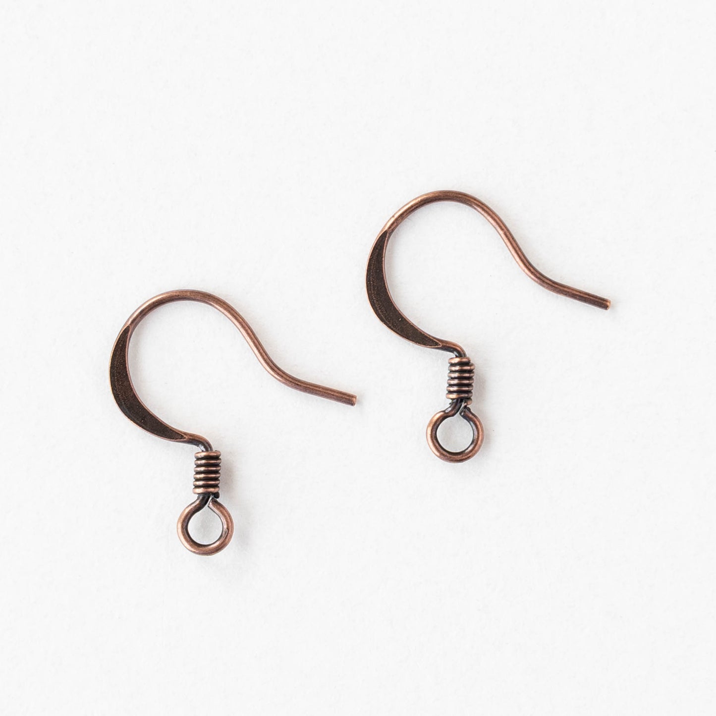 Coiled Fish Hook Ear Wires - Antiqued Copper - 10 or 30 Ear Wires