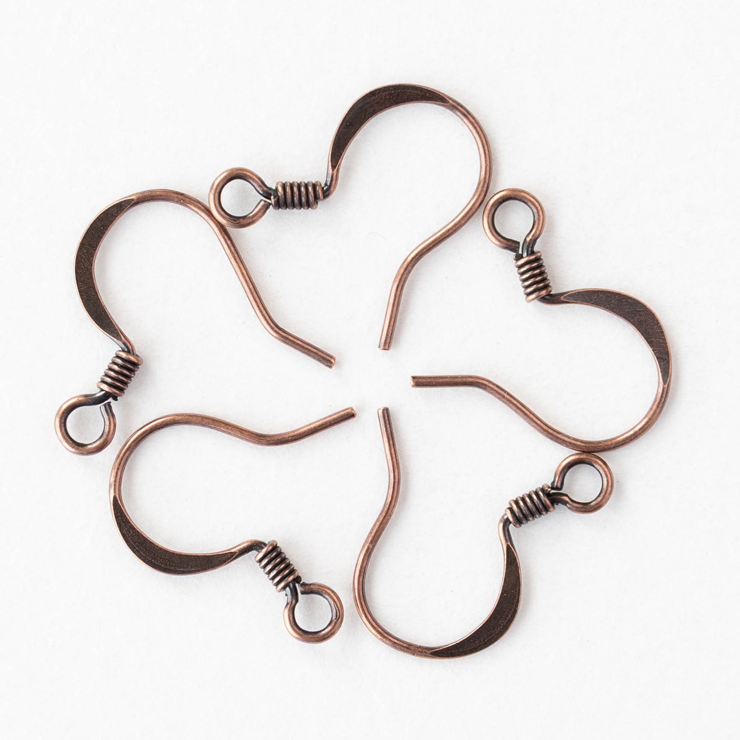 Coiled Fish Hook Ear Wires - Antiqued Copper - 10 or 30 Ear Wires