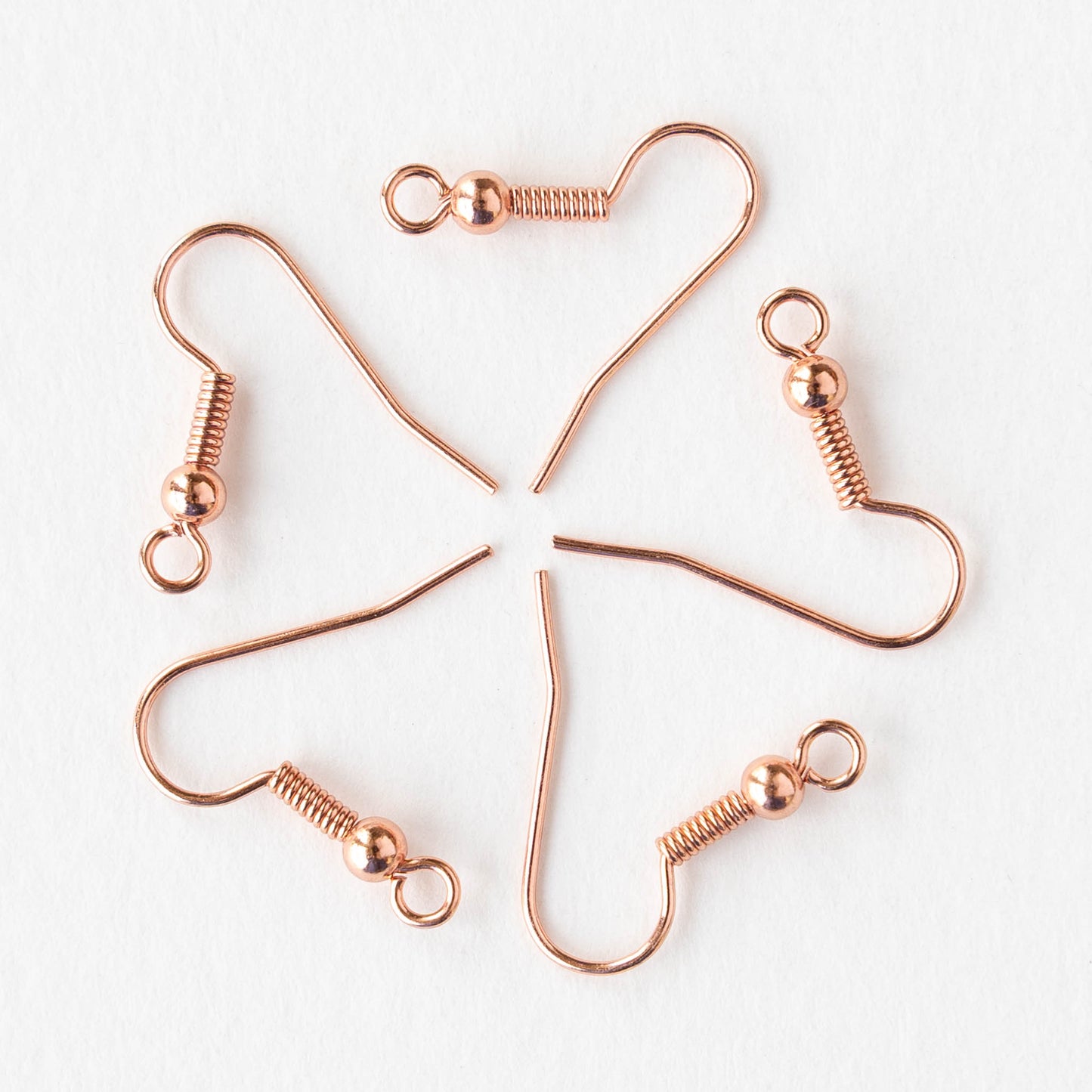 Coiled Fish Hook Ear Wires - Copper - 10 or 30 Ear Wires