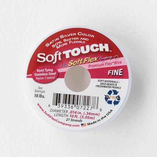 Soft Touch Flex Beading Wire - .014 - Fine - Satin Silver Color - 10 Feet