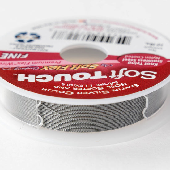 Soft Touch Flex Beading Wire - .014 - Fine - Satin Silver Color - 10 Feet