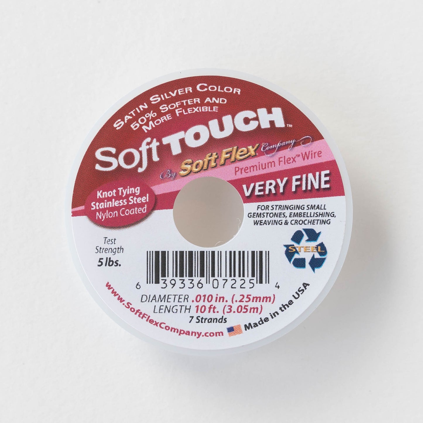 Soft Flex, Soft Touch 7 Strand Very Fine Beading Wire .010 inch Thick, 30 Feet, White